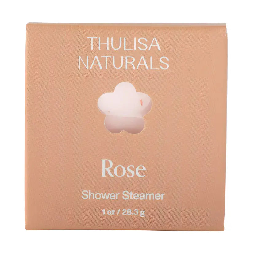 Thulisa Naturals Rose Shower Steamer packaging on a white background