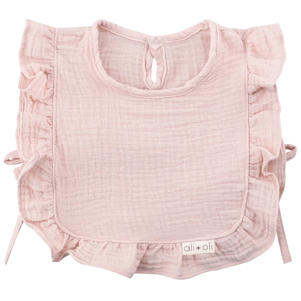 pink ruffle baby bib