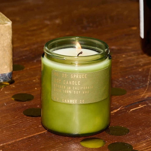 green glass candle