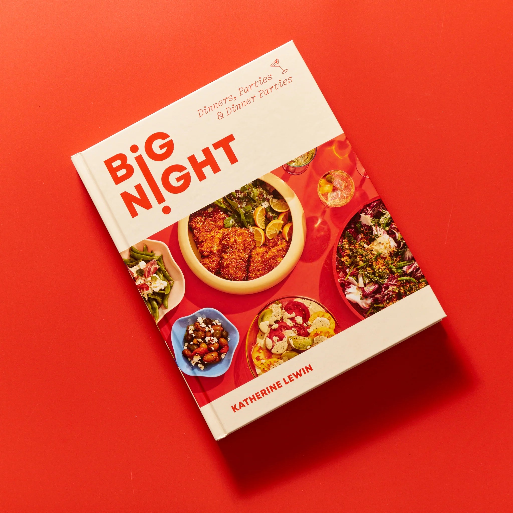cover of big night book with photo of dishes on it