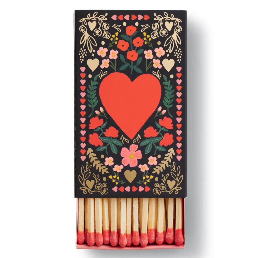 red matches with red heart on the box