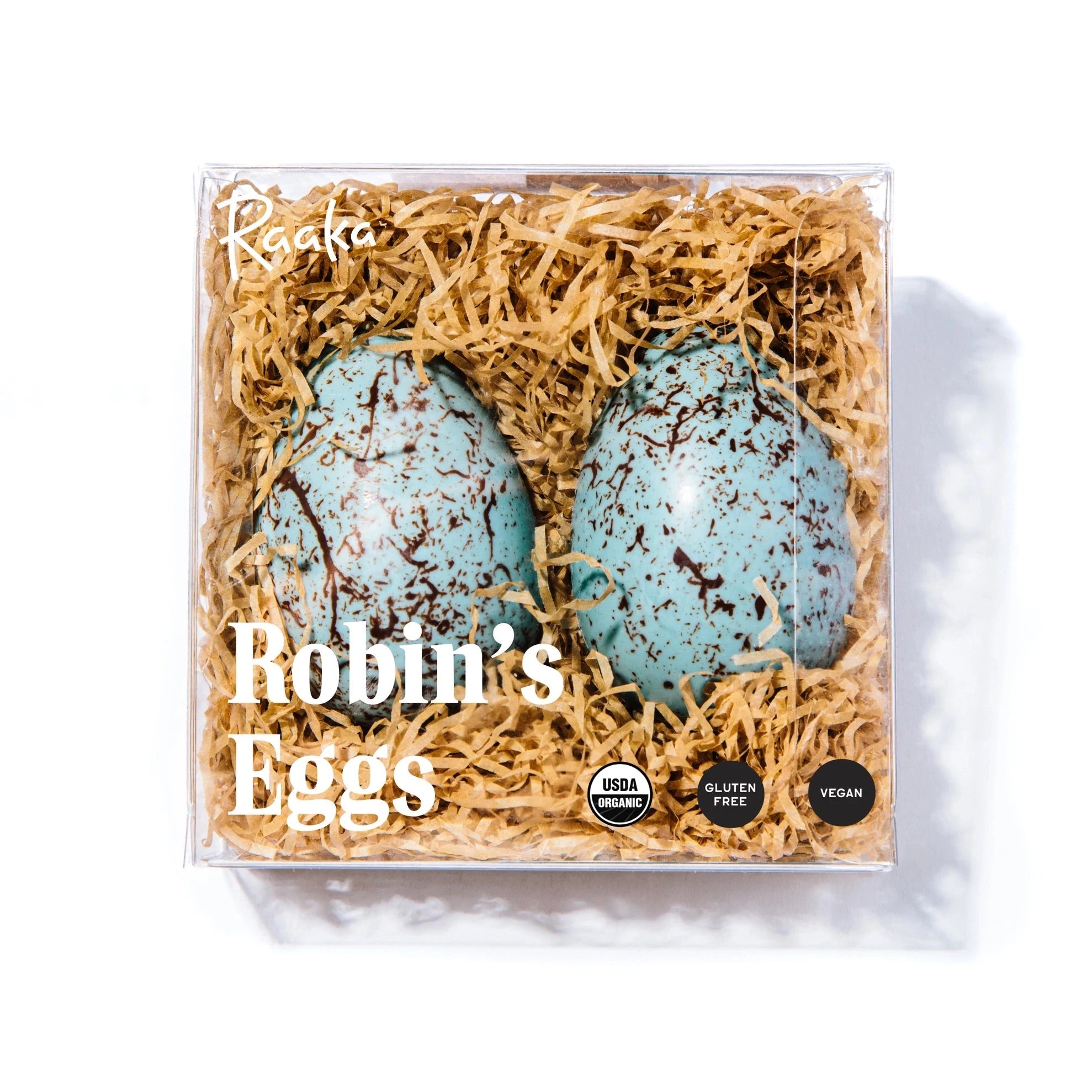 two blue Robbin's eggs chocolate in box