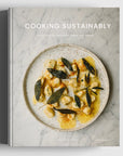 cover of Cooking Sustainably with photo of pasta dish with basil