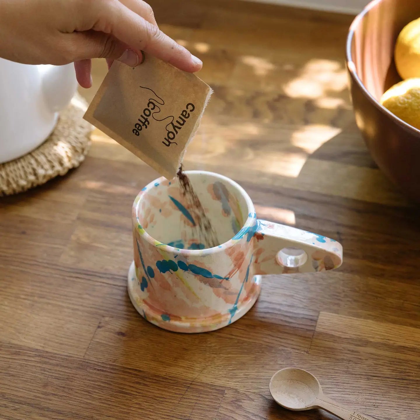 canyon coffee being poured into a mug