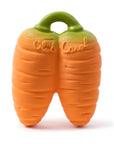 Carrot-shaped toy with a green top on a white background