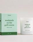 weekends on the golf course candle on a white background