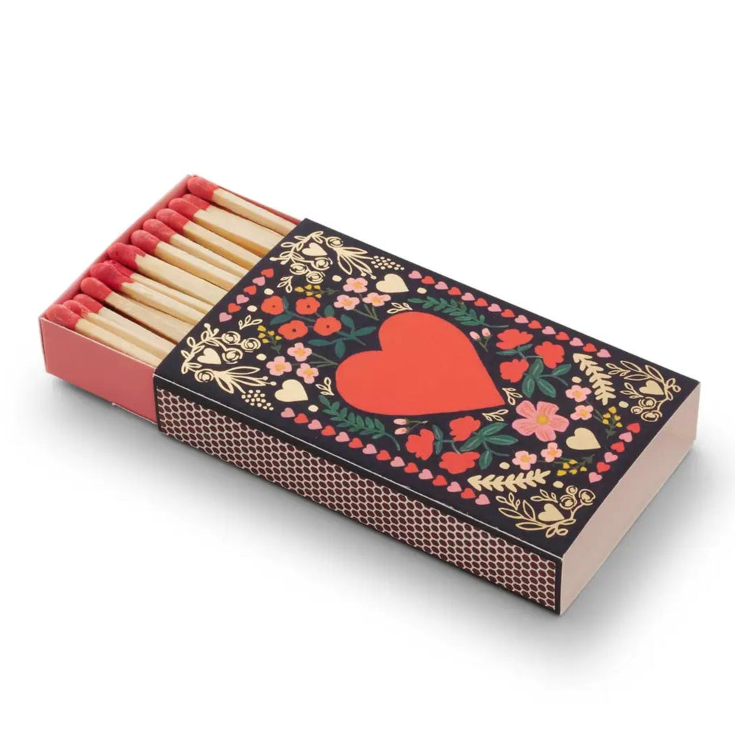 red matches with red heart on the box