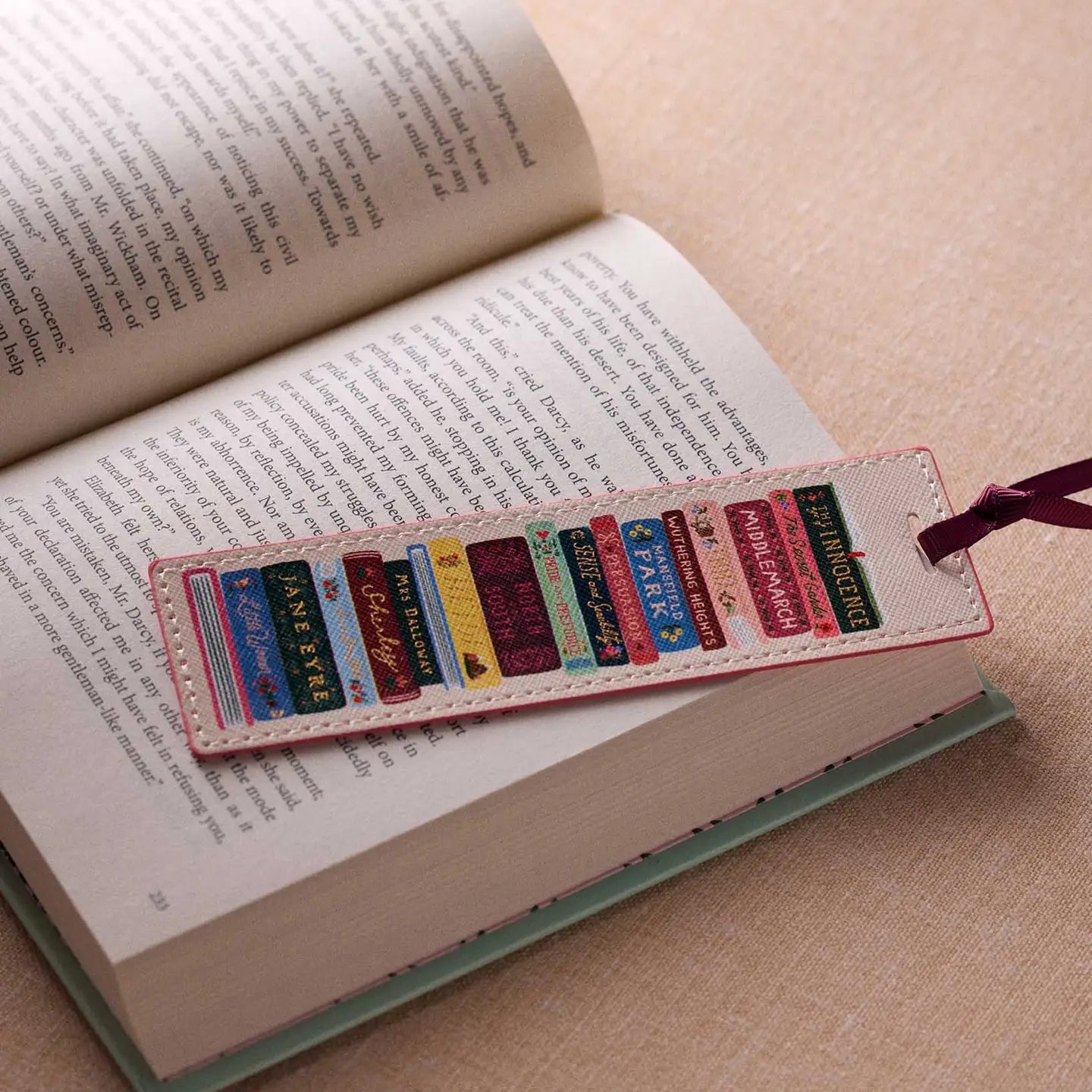 Colorful bookmark with text on an open book