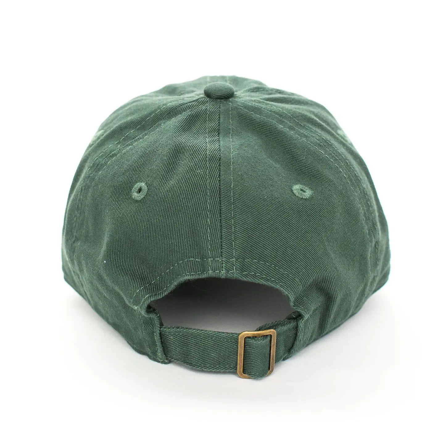 Green cap with a brown buckle on a white background