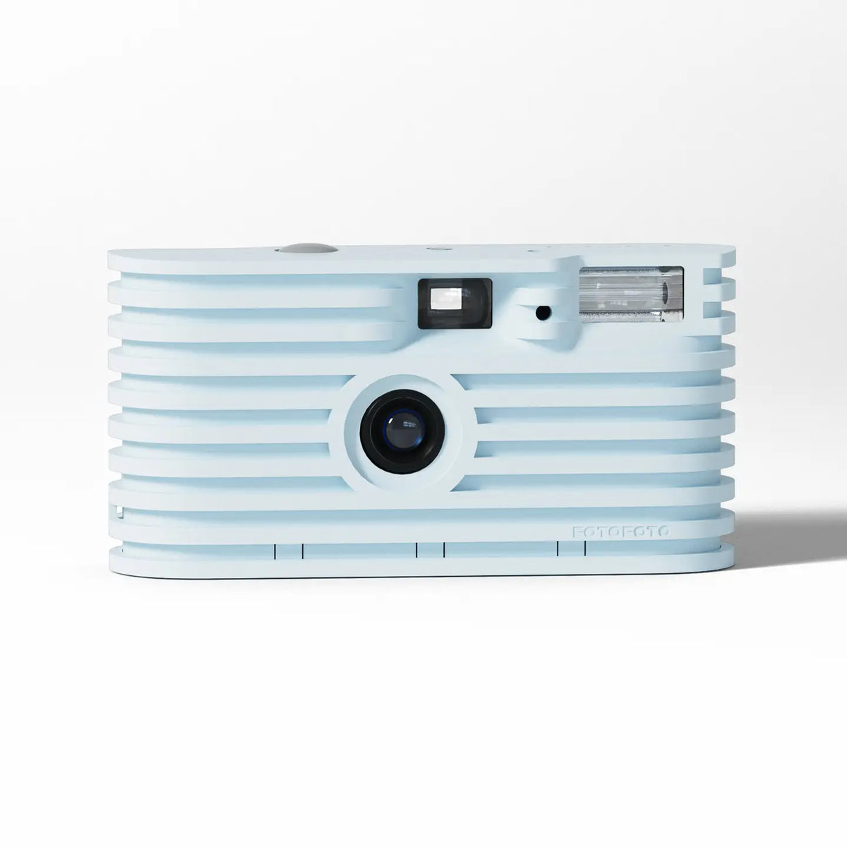 Light blue instant camera on a white background