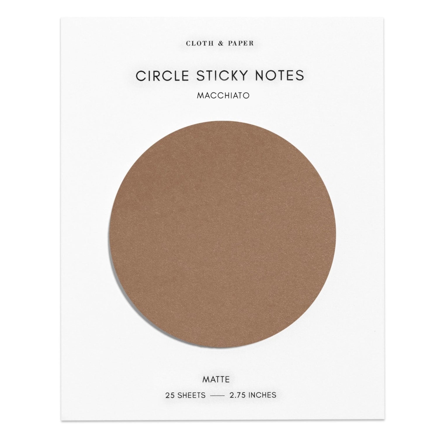Circle sticky notes with a brown circle on a white background
