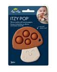 Itzy Pop mushroom-shaped silicone teether with sensory poppers on its packaging, featuring the Itzy Ritzy brand.