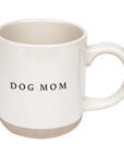 White mug with 'DOG MOM' text on a white background