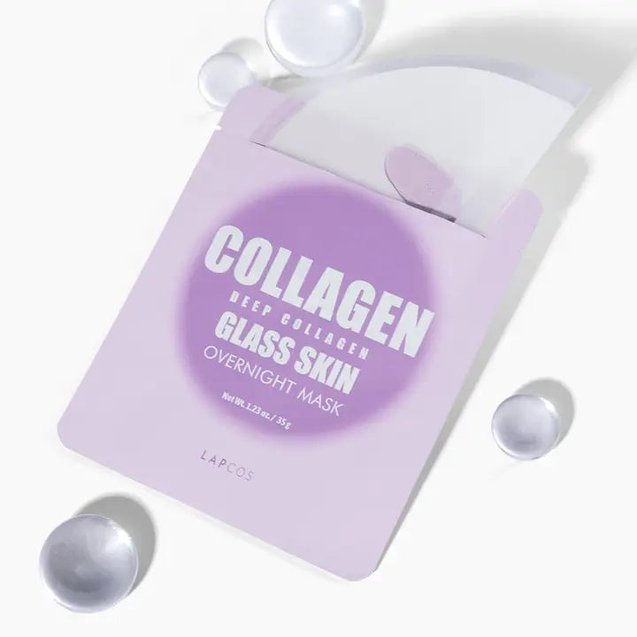 Collagen mask packaging with text on a white background