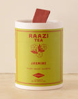 raazi jasmine green tea tube on a white background