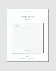 Sticky notes with text on a white background