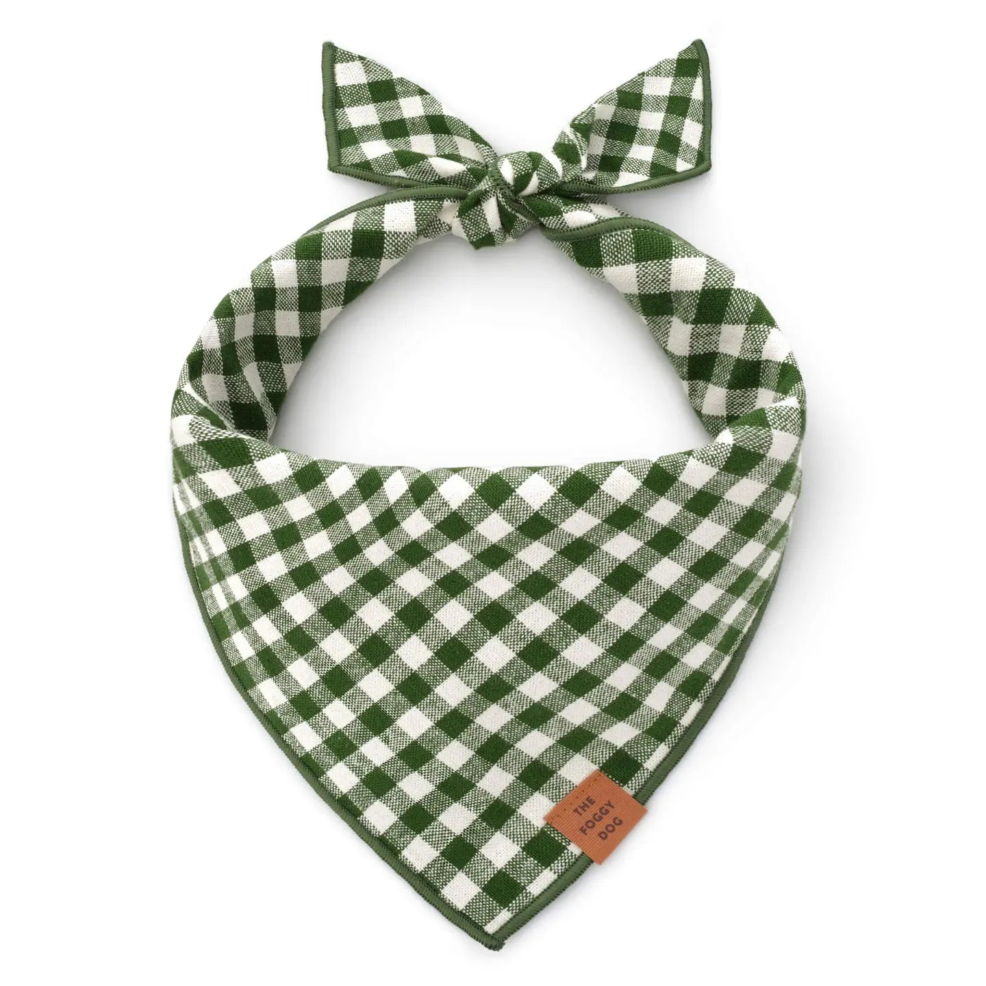 green and white gingham dog bandana