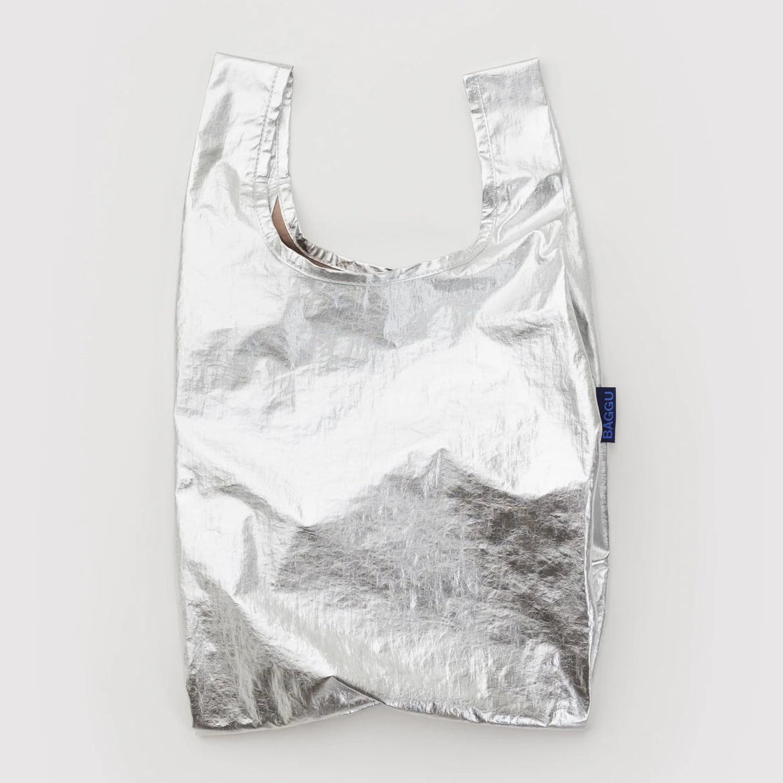 Silver reflective bag on a white background