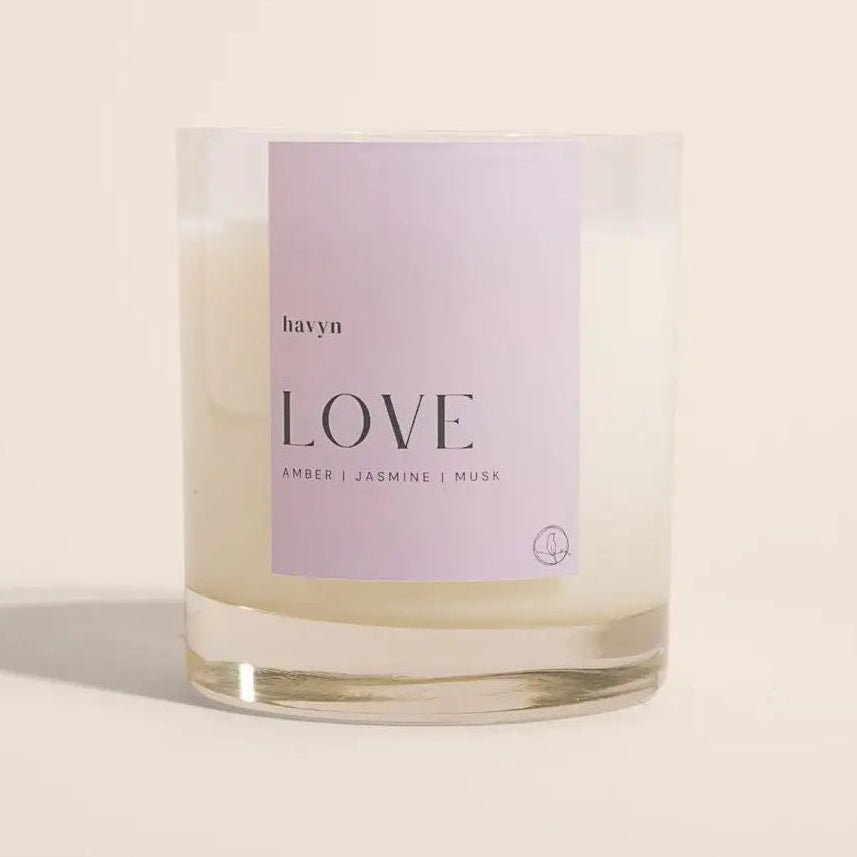 havyn's love candle on a pink background