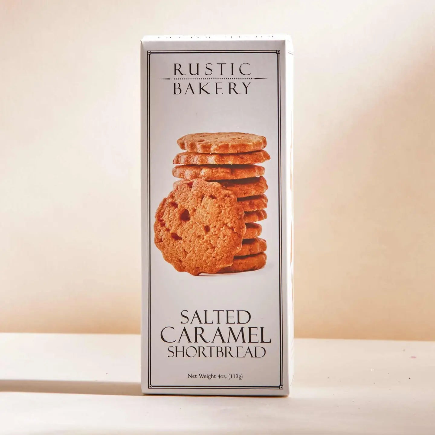 Box of Rustic Bakery Salted Caramel Shortbread on a light background