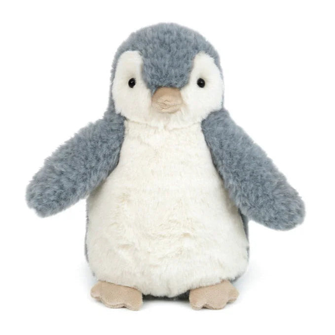 Stuffed penguin toy on a white background