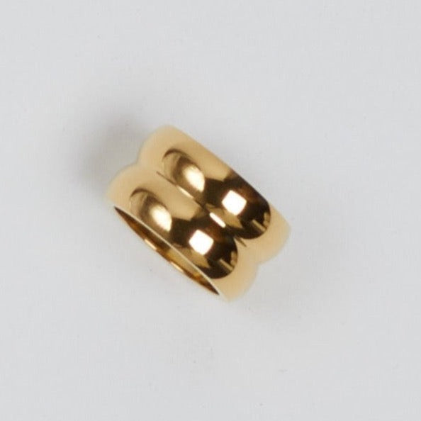 Chunky double stacked gold ring