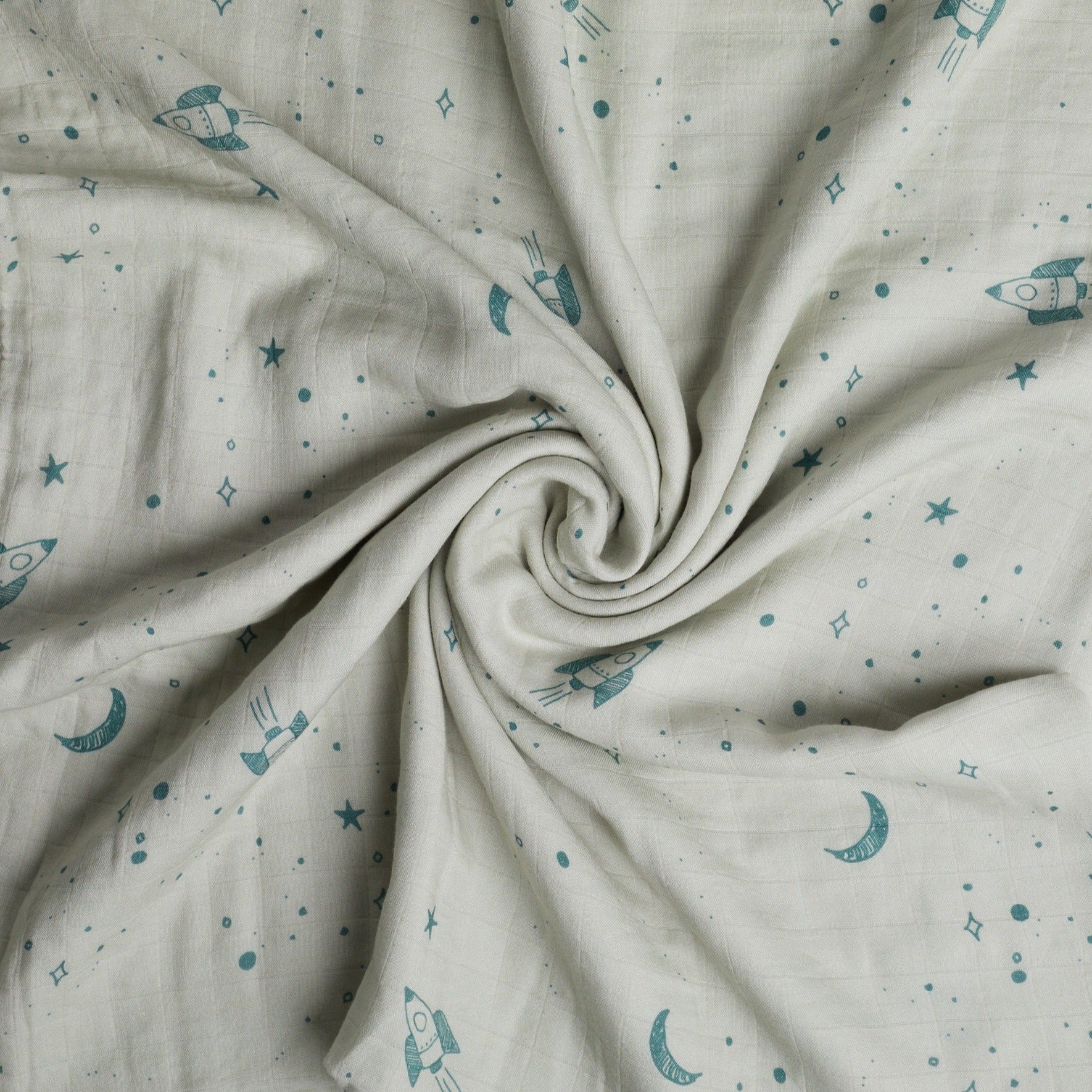 Out of This World Swaddle, in a swirl.