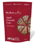 Red package of Stellareats Apple Crumble Cake baking mix on a white background