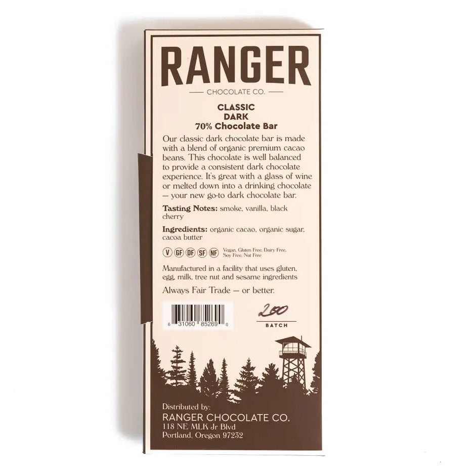 Chocolate bar packaging with 'Ranger' branding and nature-themed design on a white background