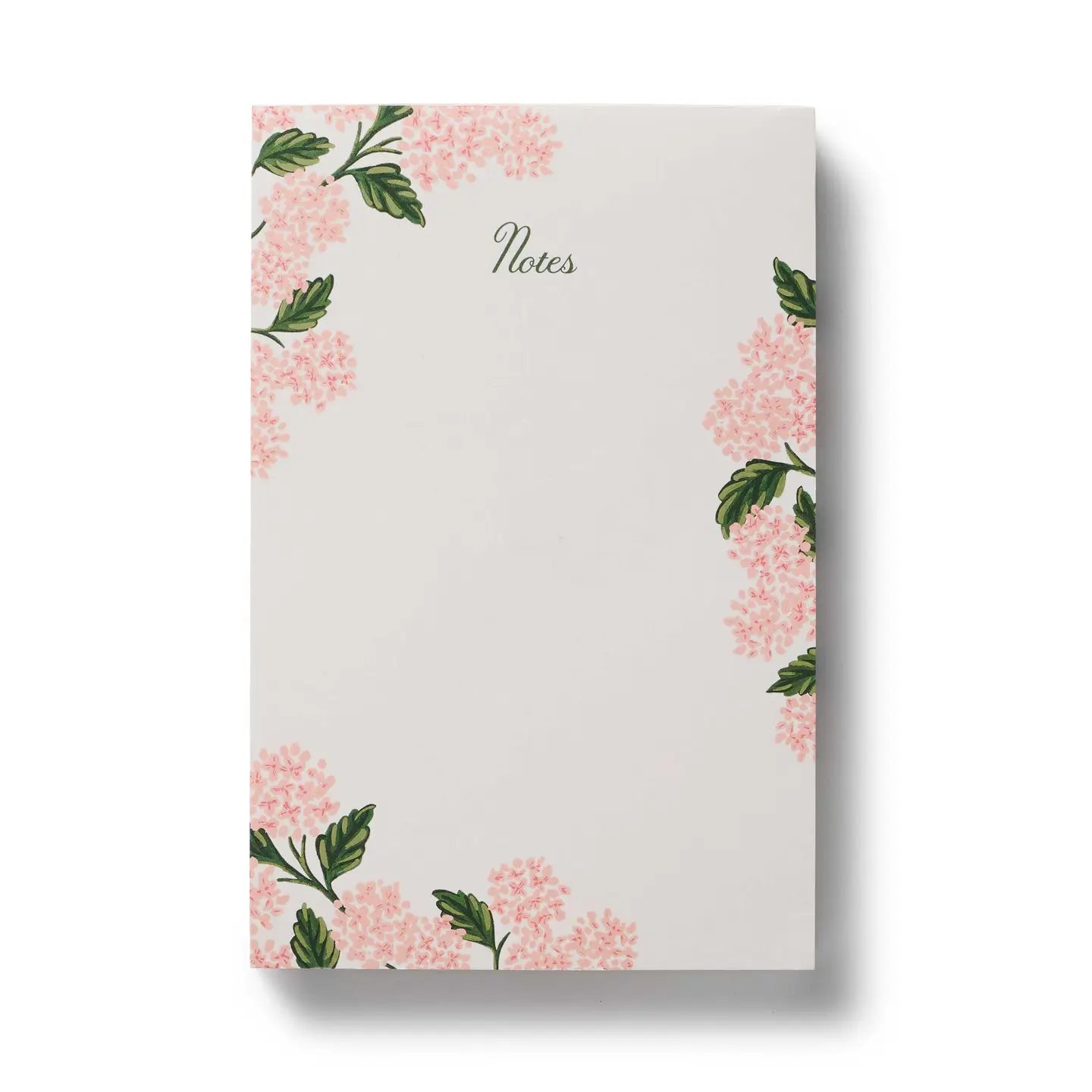 Notebook with pink floral design on a white background