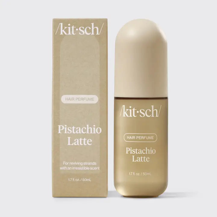 kitsch pistachio latte hair perfume on a white backgrround