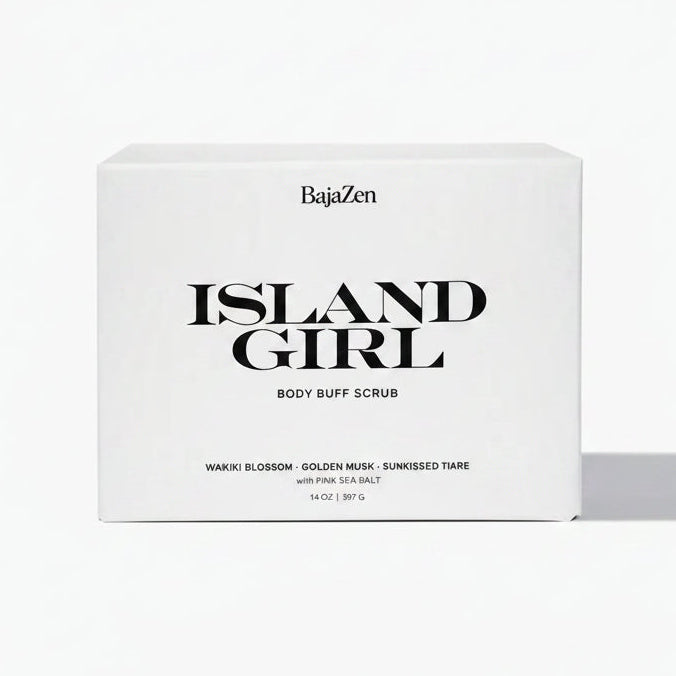 island girl body scrub on a white background
