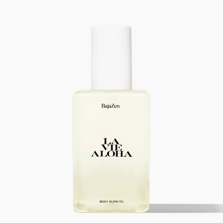 la vie aloha body glow oil on a white background
