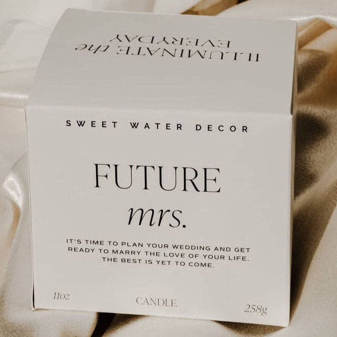 candle box that says 'FUTURE MRS.' on it