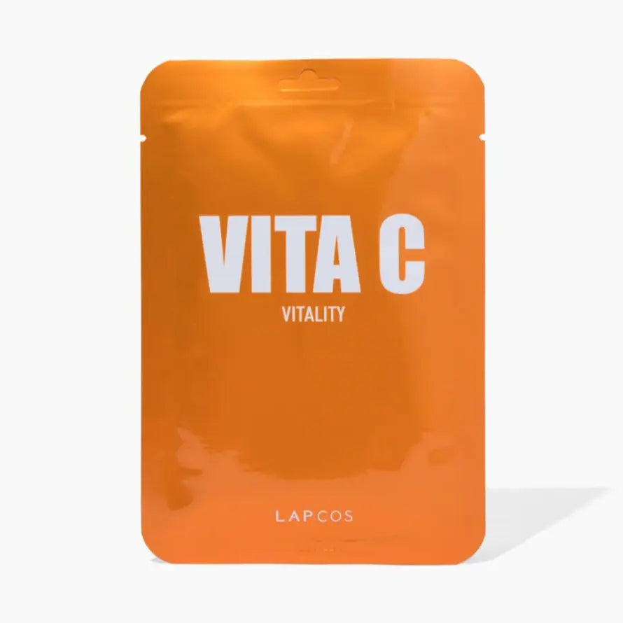 Orange package with 'Vita C' and 'LAPCOS' text on a white background