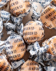 Jacobsen taffy candies in clear wrappers with visible branding.