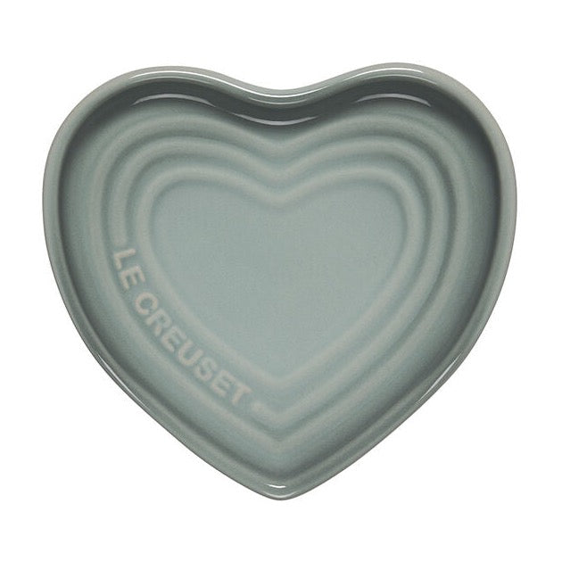 light blue green heart shaped ceramic spoon rest