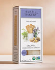 Box of Rustic Bakery Organic Sourdough Flatbread on a beige background