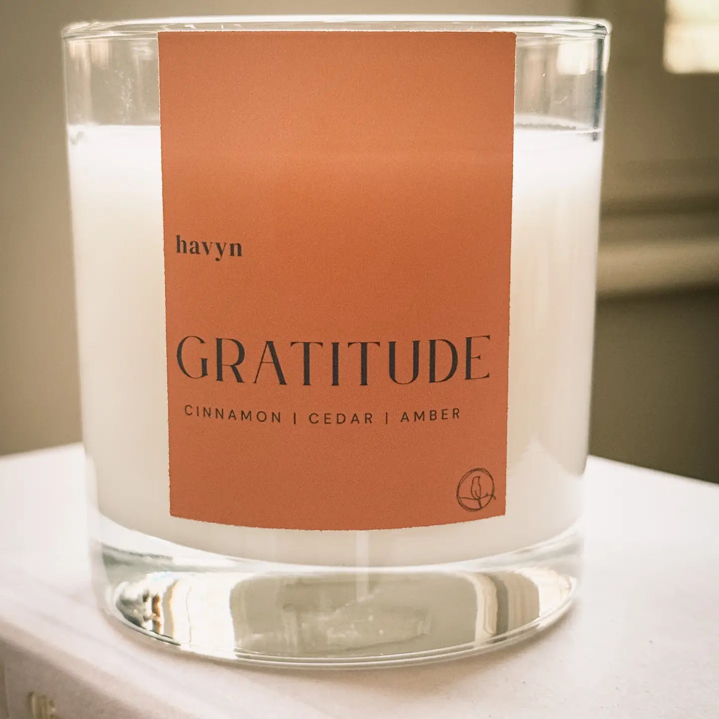 Orange gratitude candle