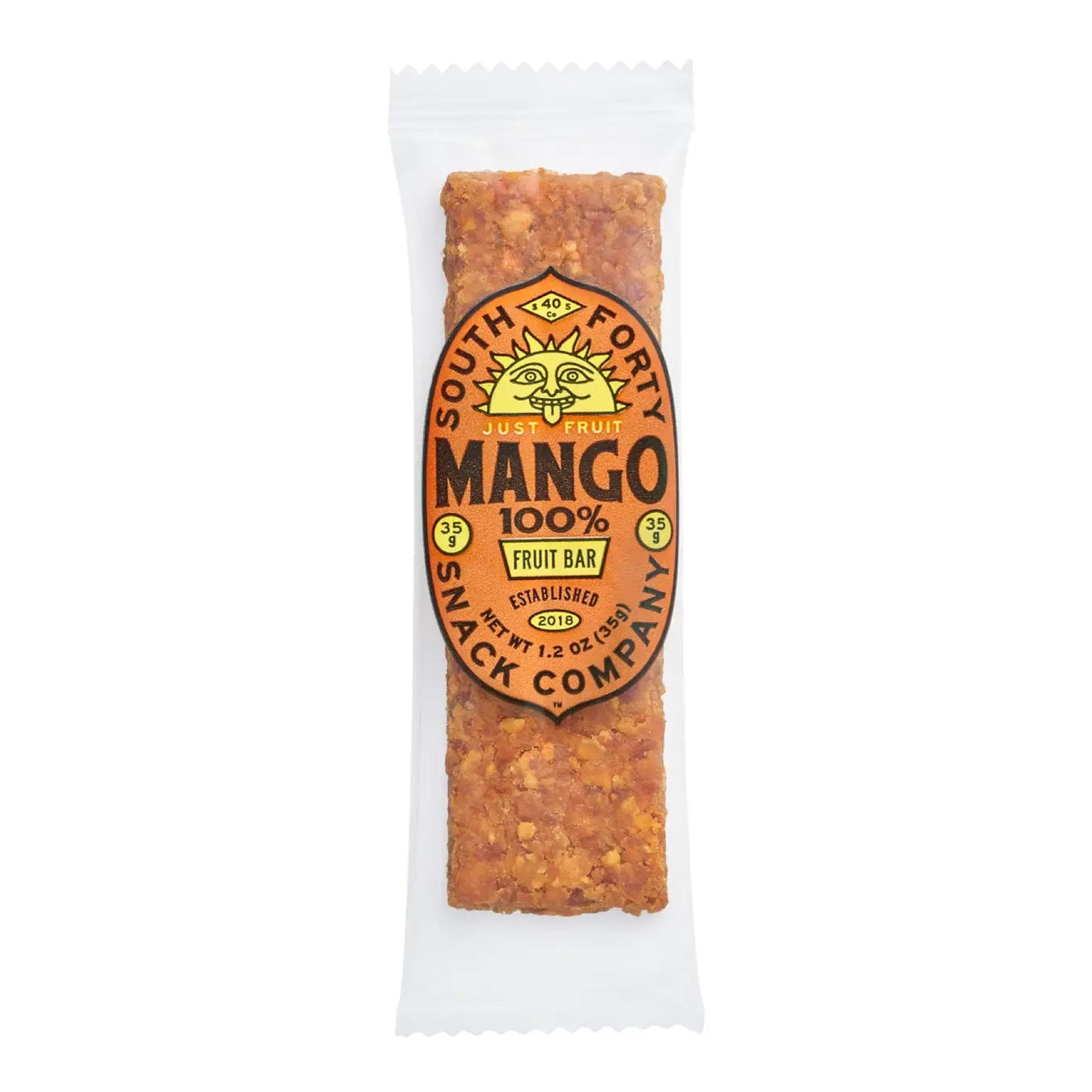 Mango fruit bar from South Forky Snack Company on a white background
