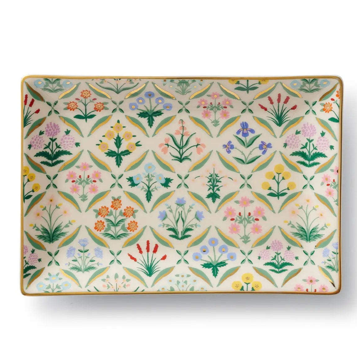 floral tray with gold trimming