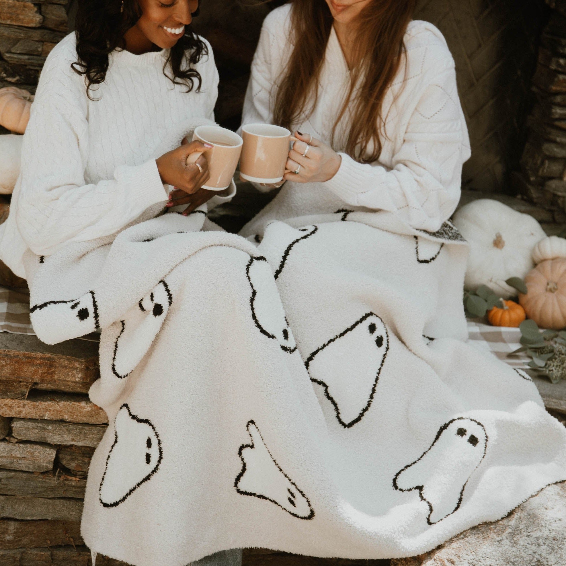 Cream Ghost Plush Blanket