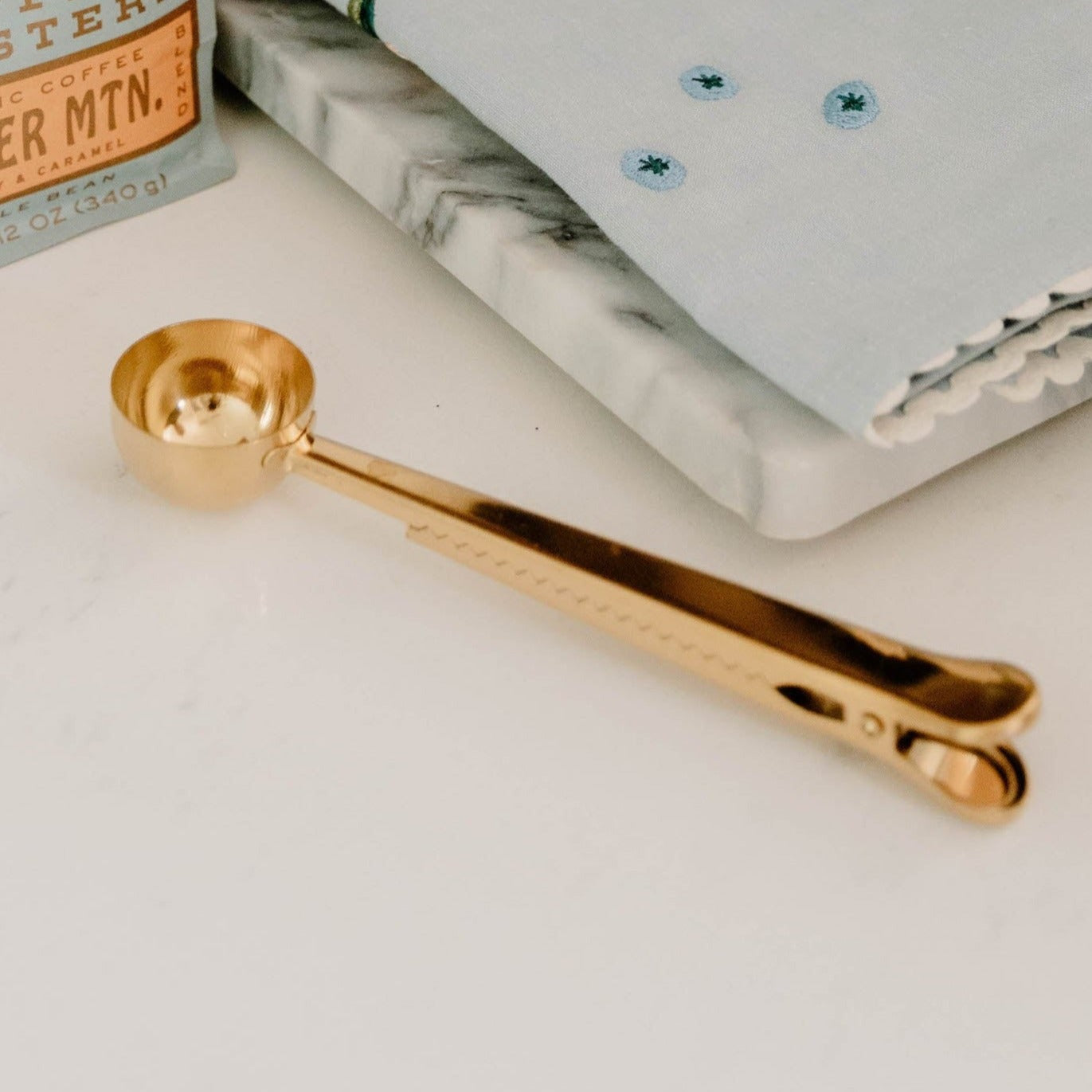 Gold Coffee Scoop + Clip