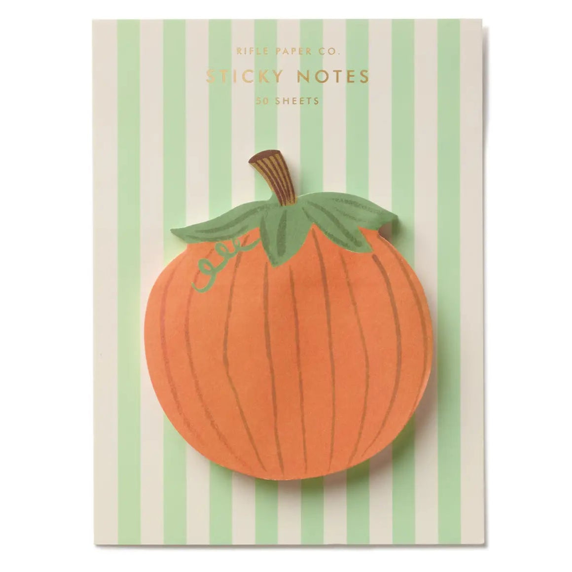 Pumpkin-shaped sticky notes on a striped background