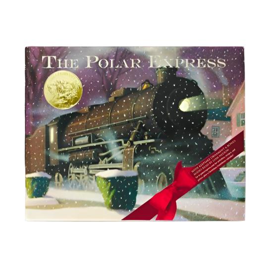 cover of the polar express with train in the snow