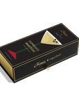 A black espresso martini gift box by Chopeia x sugarfina, featuring a gold martini glass graphic and gold lettering, shown on a white background with a soft shadow.
