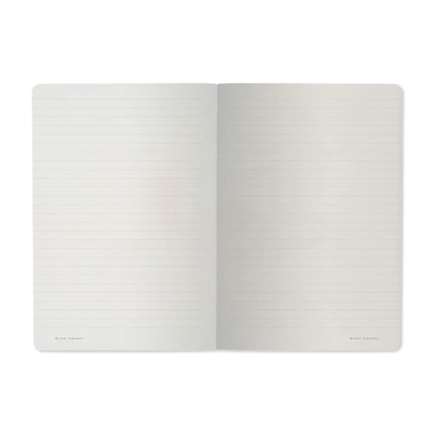 Open notebook with lined pages on a white background