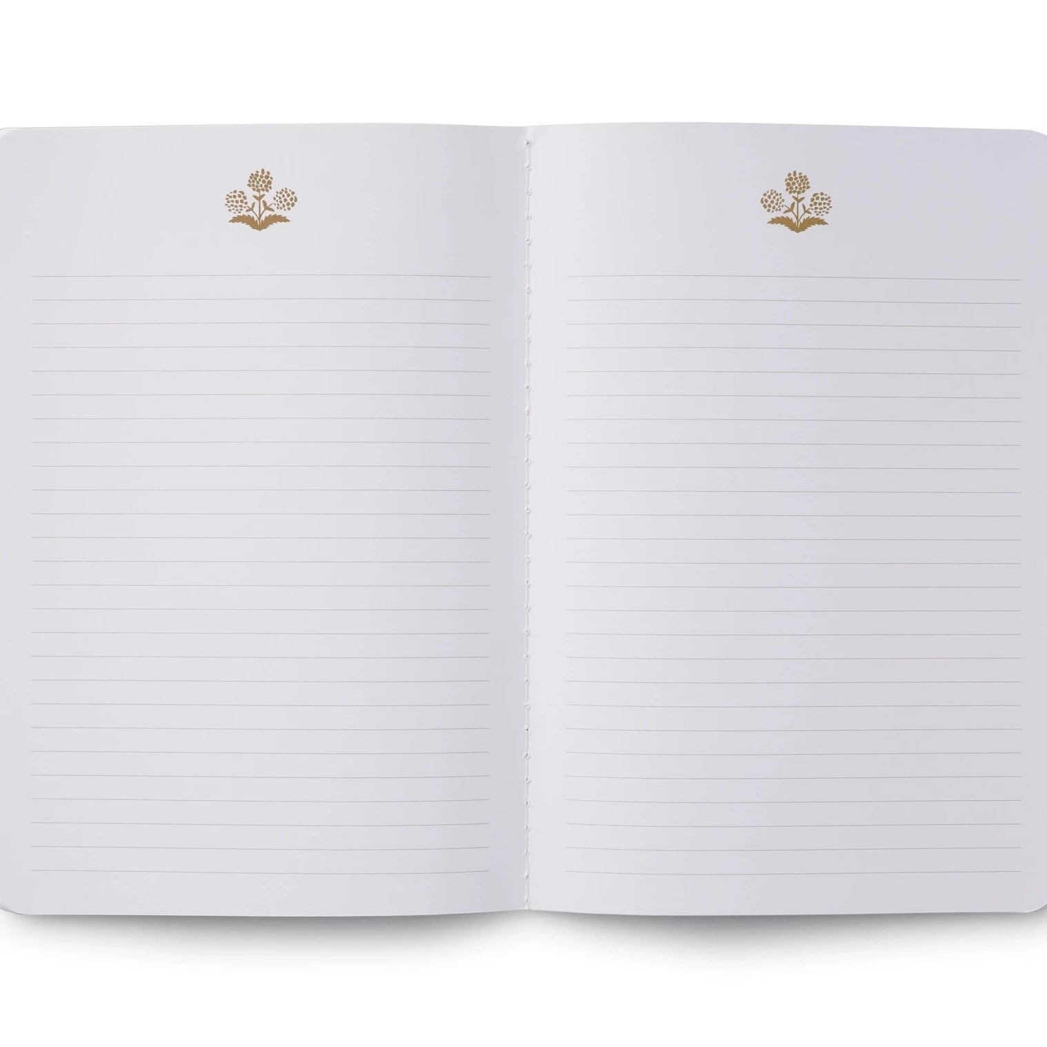 lined notebook with gold accent on top