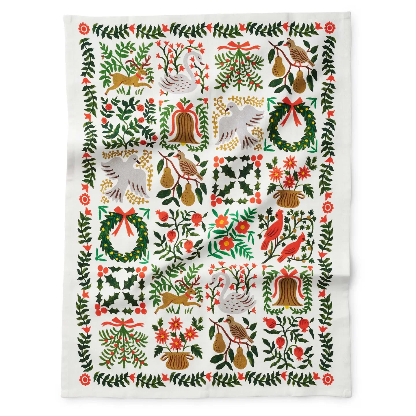 Decorative paper with Christmas-themed designs on a white background