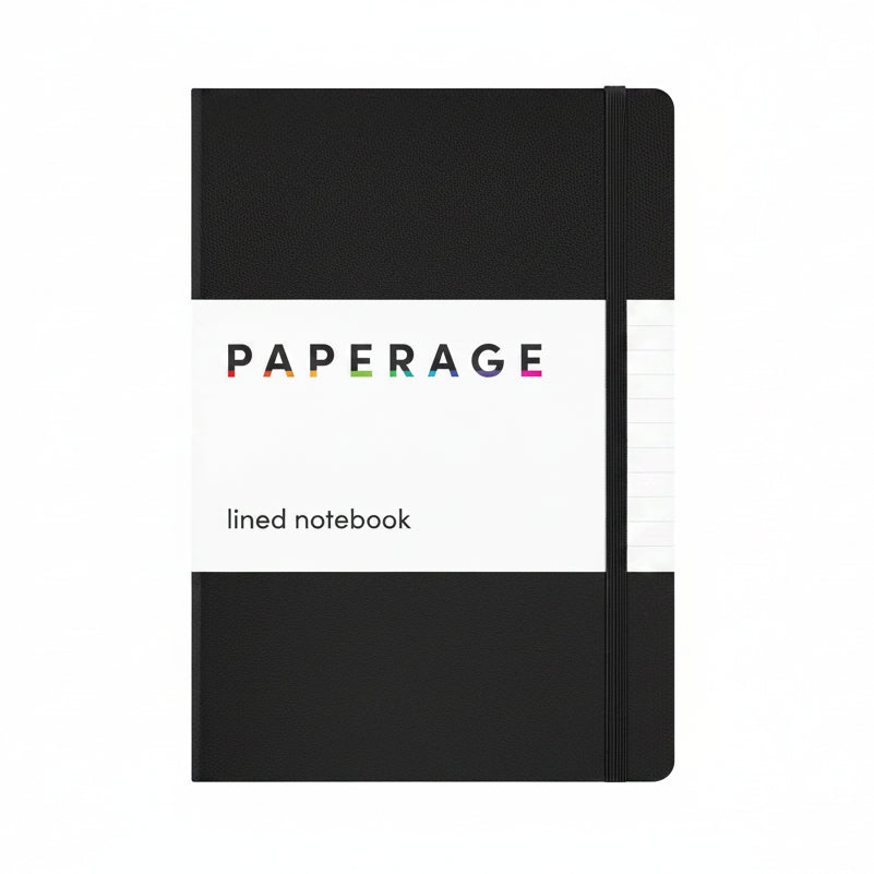 Black lined notebook with 'PAPERAGE' branding on a white background